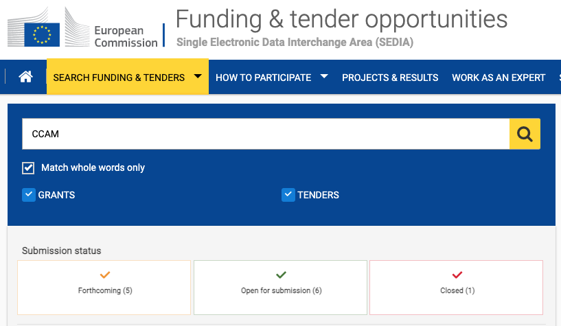 3 Sets of calls for proposals around CCAM topics