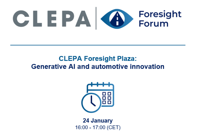Clepa CLEPA Foresight Plaza webinar: Generative AI and automotive innovation ...