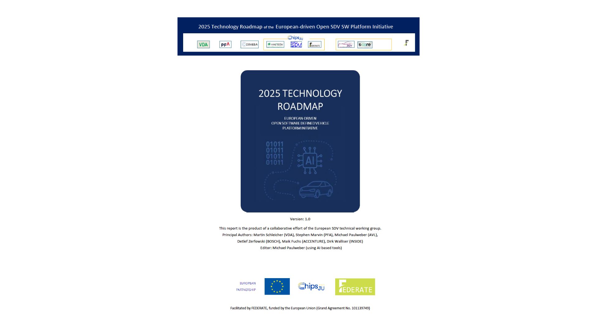 European-driven Open SDV SW Platform Initiative Technology Roadmap 2025