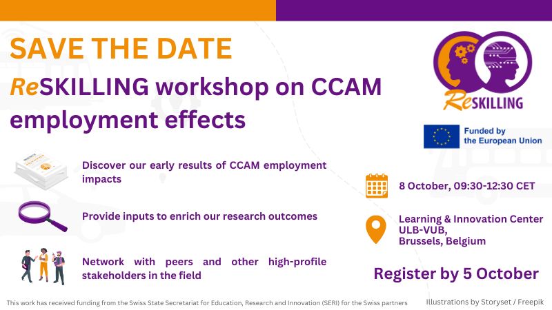 Join the ReSkilling WS to understand the effects of CCAM on the transport sector workforce