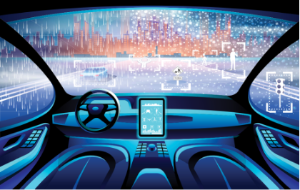 EVENTS Illustration automated connected vehicle interior