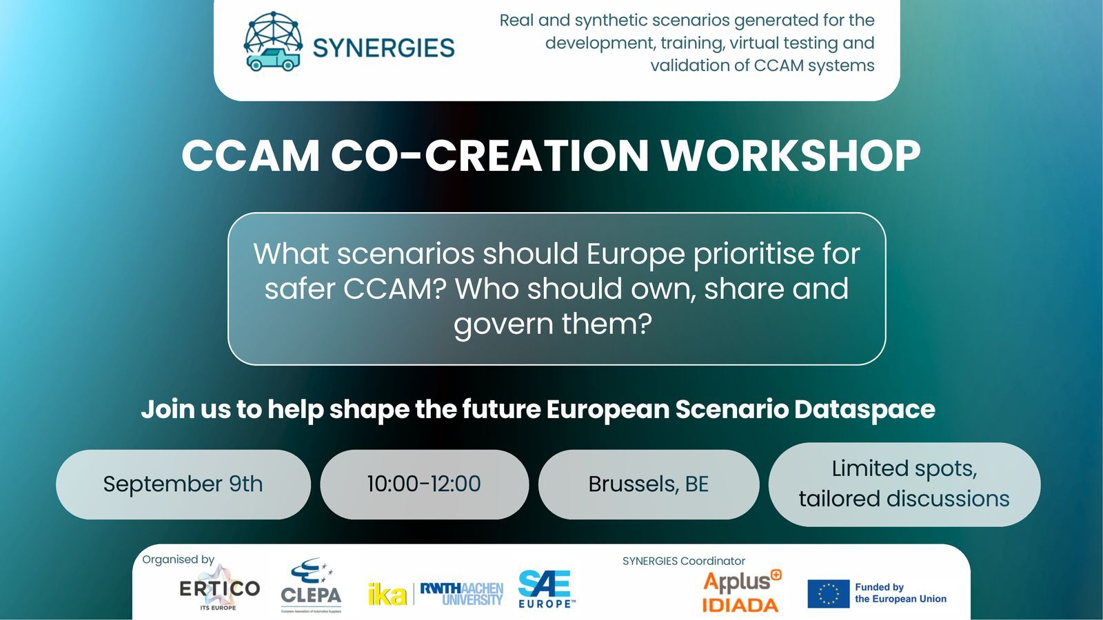 Join the SYNERGIES Co-Creation Workshop and Help Shape the Future European Scenario Dataspace