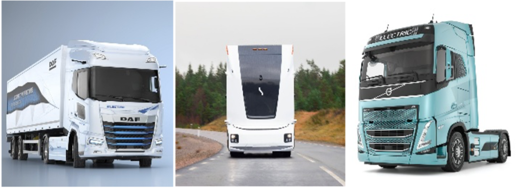 vehicle providers in MODI (DAF, Einride, VOLVO)